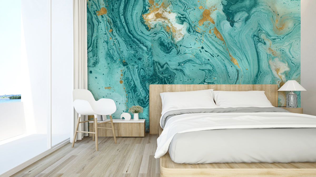 Turquoise Marble Panoramic Wallpaper