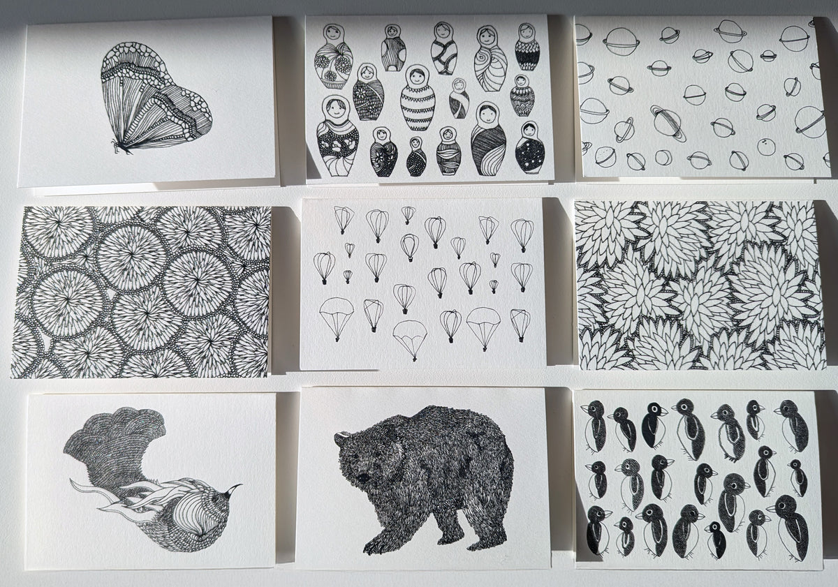 Lot de 9 mini cartes A6