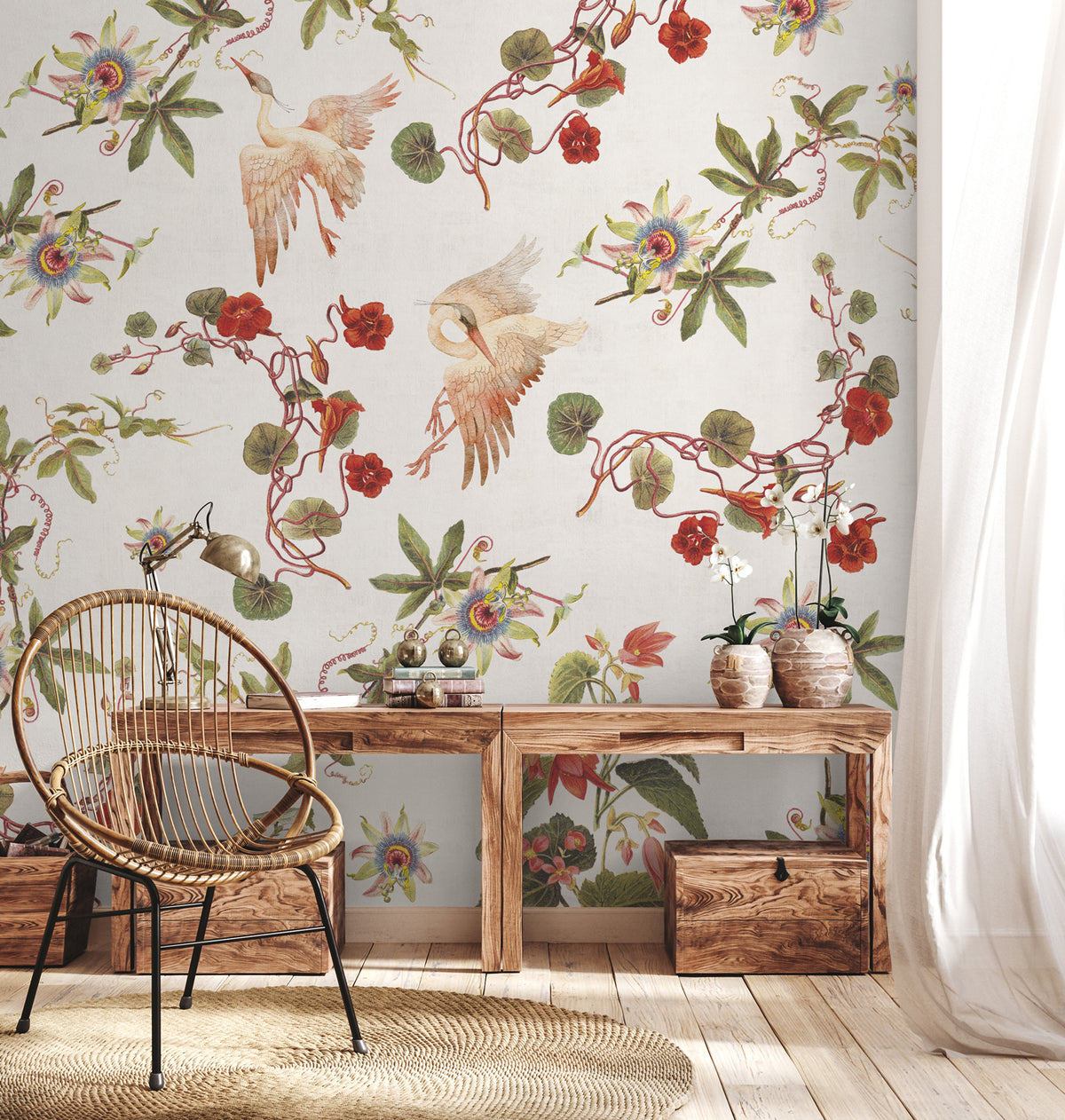 Papier peint panoramique Herons & Flowers