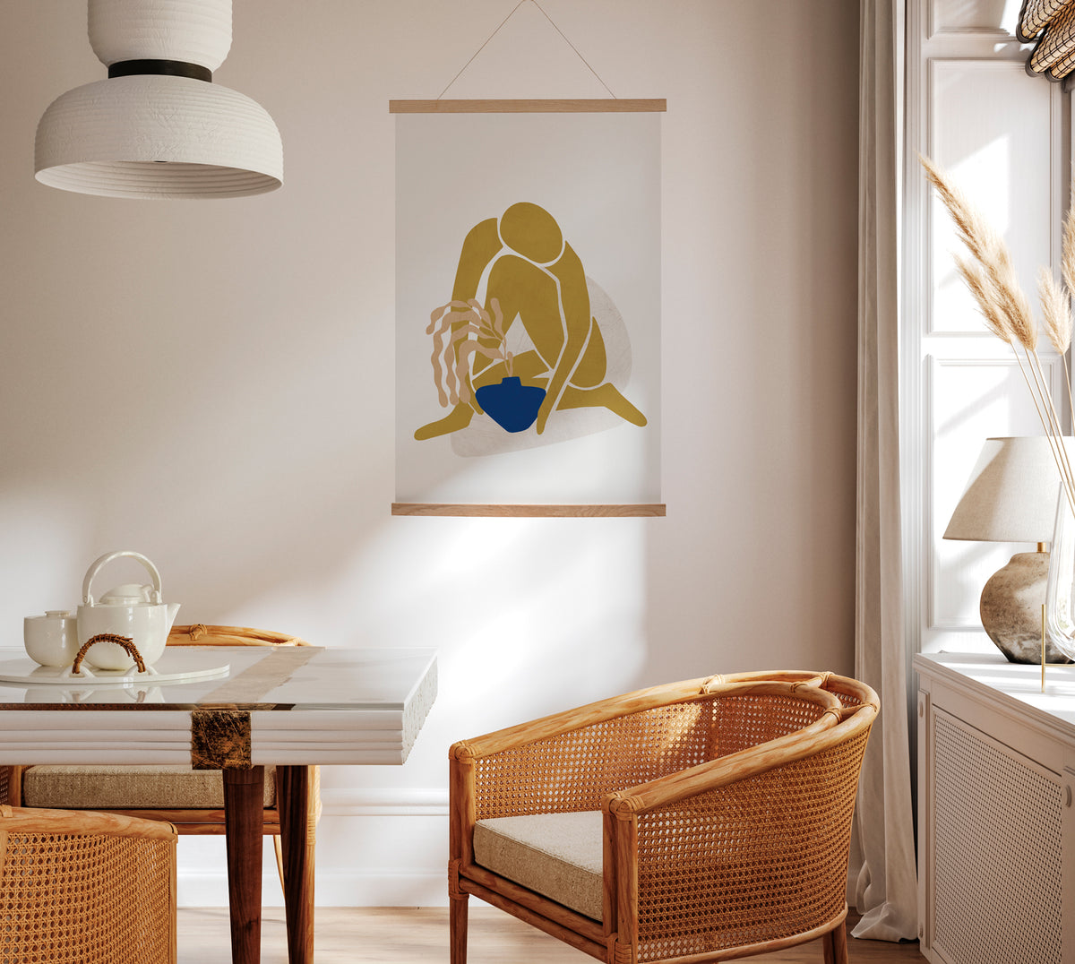 Hanging Canvas Woman Pottery
