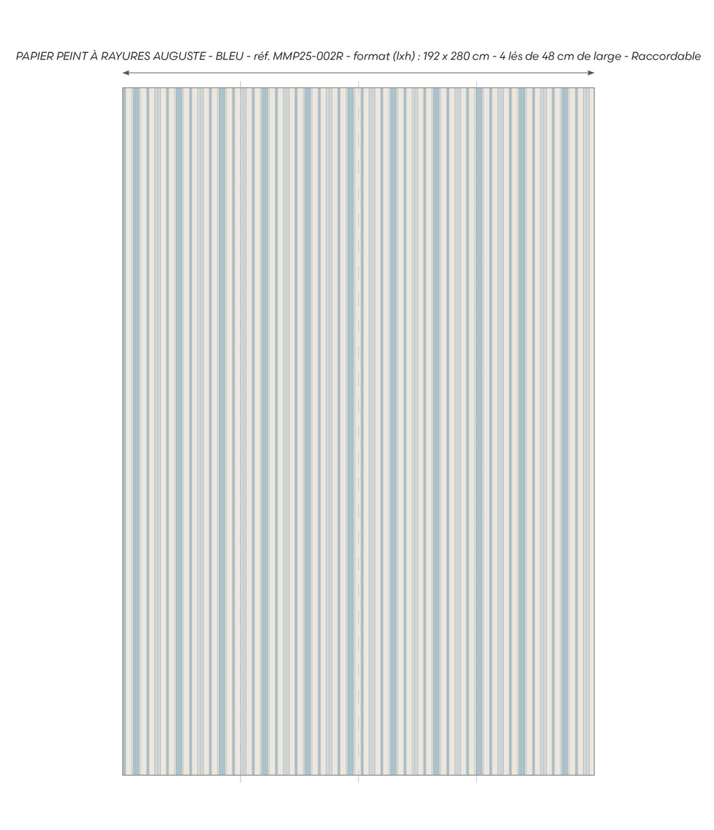 Papier peint à rayures Auguste - Bleu