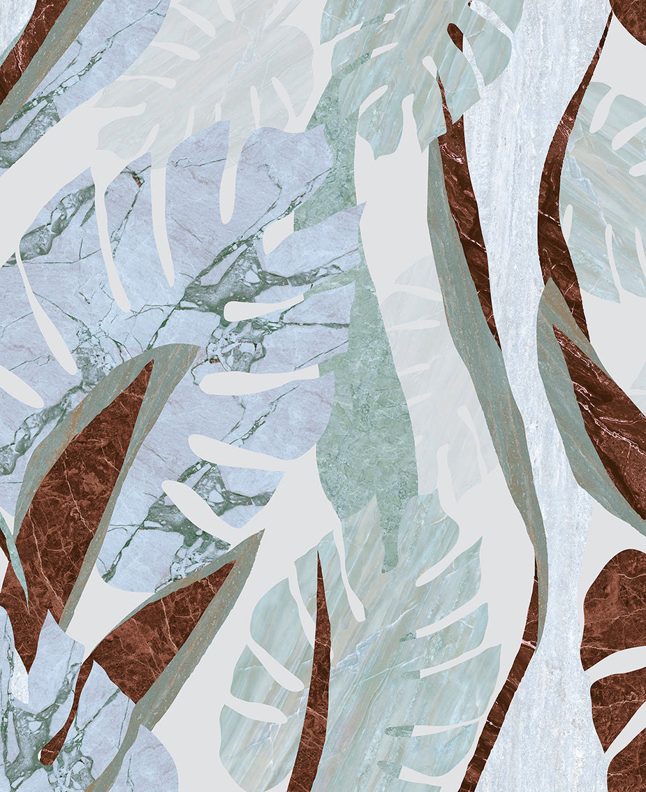 Papier peint panoramique Luxuriance Bleu - Vert