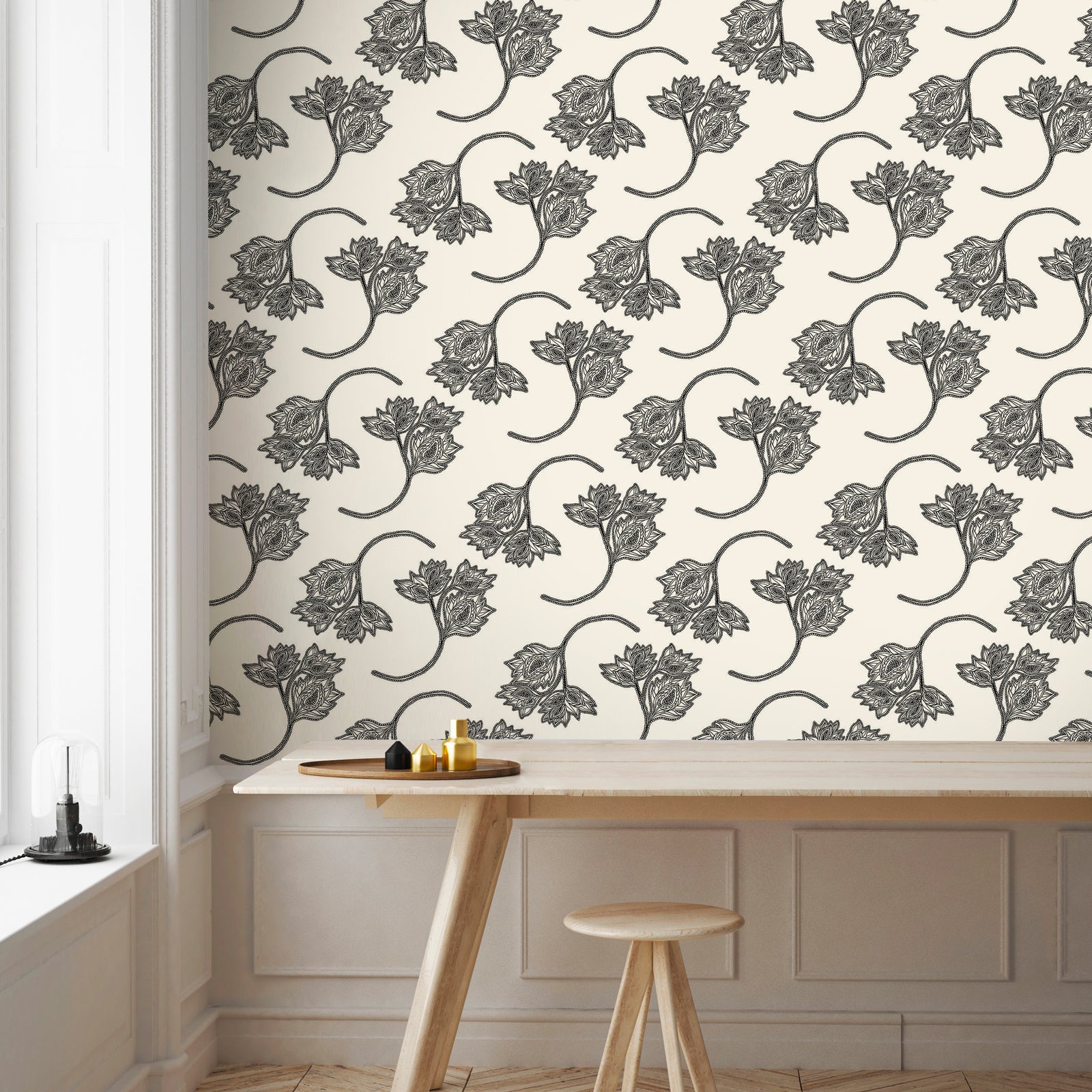 Papier peint #58 - Volutes de fleurs